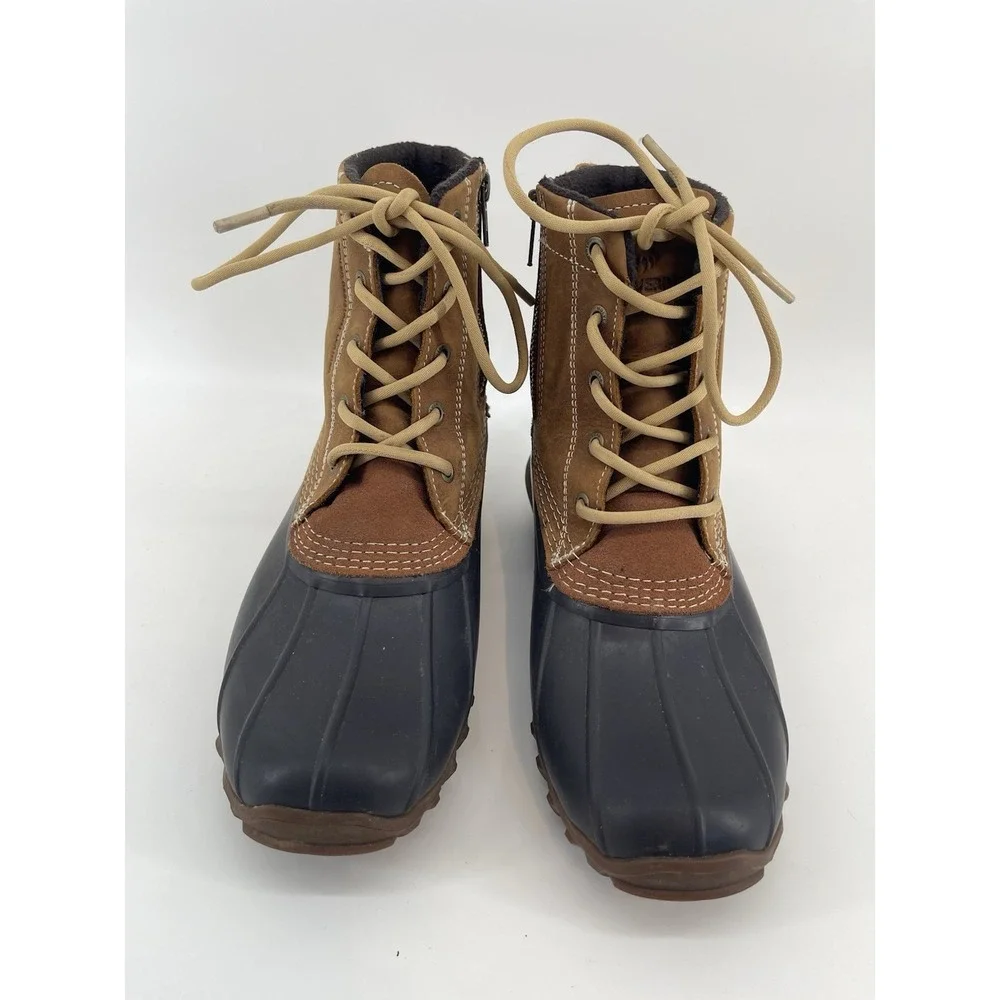 Wolverine Brown Leather Waterproof Zip Duck Work Boots Womens Rain 9.5 Rubber‎